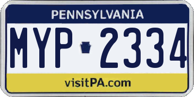 PA license plate MYP2334