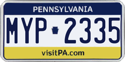 PA license plate MYP2335