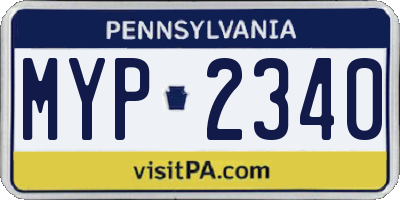 PA license plate MYP2340