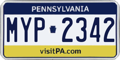 PA license plate MYP2342