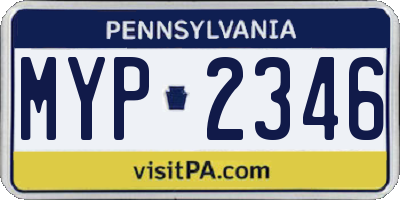 PA license plate MYP2346