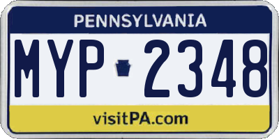 PA license plate MYP2348