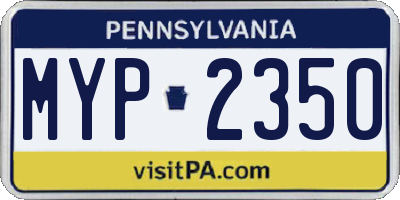 PA license plate MYP2350