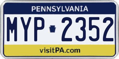 PA license plate MYP2352