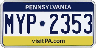 PA license plate MYP2353