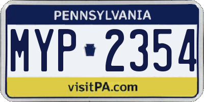 PA license plate MYP2354