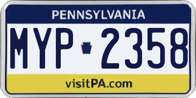 PA license plate MYP2358