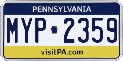PA license plate MYP2359
