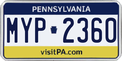 PA license plate MYP2360