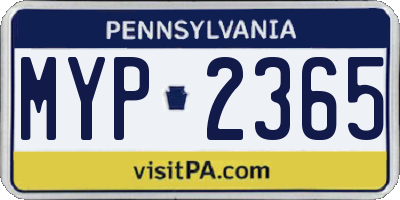 PA license plate MYP2365