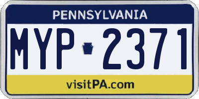 PA license plate MYP2371