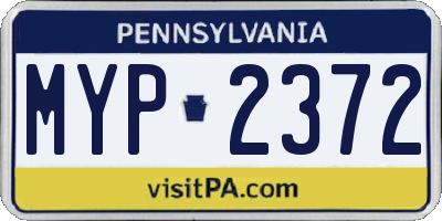 PA license plate MYP2372
