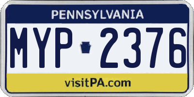 PA license plate MYP2376