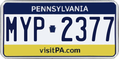 PA license plate MYP2377