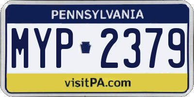 PA license plate MYP2379