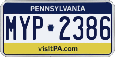 PA license plate MYP2386