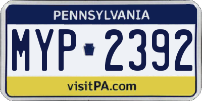 PA license plate MYP2392