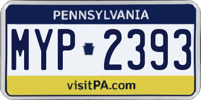 PA license plate MYP2393