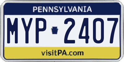 PA license plate MYP2407