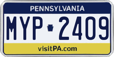 PA license plate MYP2409