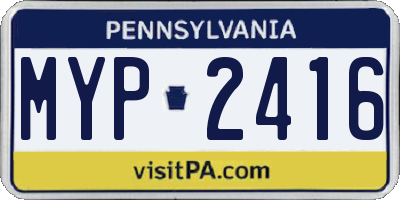 PA license plate MYP2416
