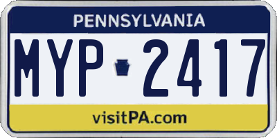 PA license plate MYP2417