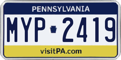 PA license plate MYP2419