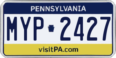 PA license plate MYP2427