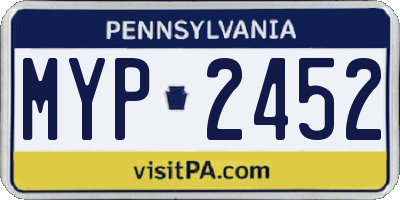 PA license plate MYP2452