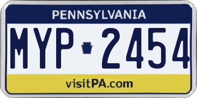 PA license plate MYP2454