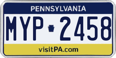 PA license plate MYP2458