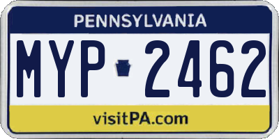 PA license plate MYP2462