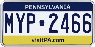 PA license plate MYP2466