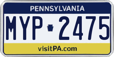 PA license plate MYP2475
