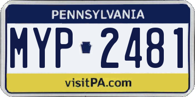 PA license plate MYP2481