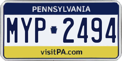 PA license plate MYP2494
