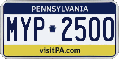 PA license plate MYP2500