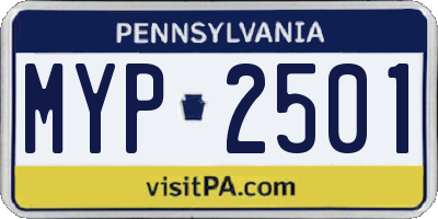 PA license plate MYP2501