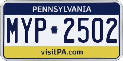 PA license plate MYP2502