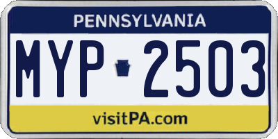 PA license plate MYP2503