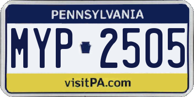 PA license plate MYP2505