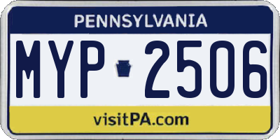 PA license plate MYP2506