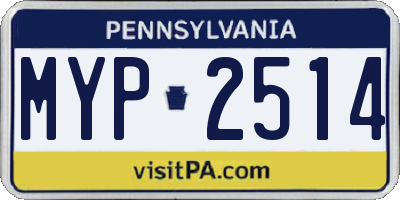 PA license plate MYP2514