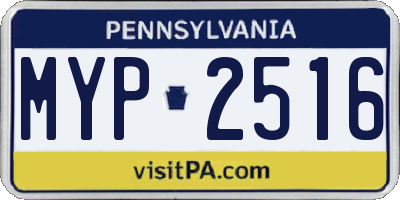 PA license plate MYP2516