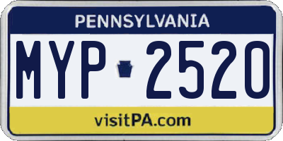 PA license plate MYP2520