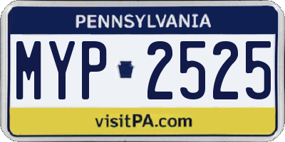 PA license plate MYP2525