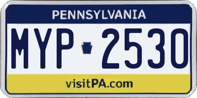 PA license plate MYP2530
