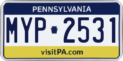PA license plate MYP2531