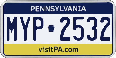 PA license plate MYP2532