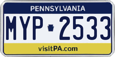 PA license plate MYP2533